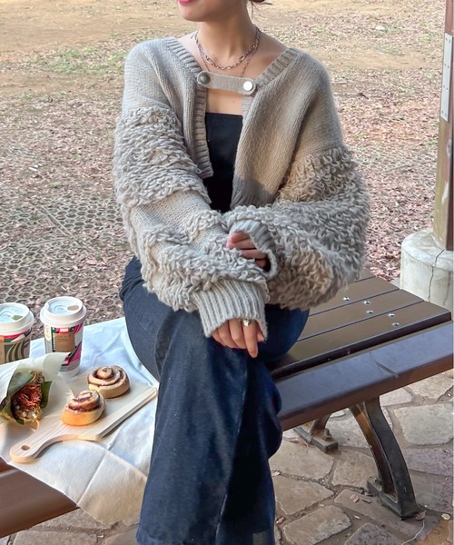 Ambre Neige（アンブルネージュ）の「belt design loop cardigan / ベルトデザインループカーディガン（カーディガン/ボレロ・レディース・アイボリー/グレー/ベビーピンク・FREE）」の18枚目の写真