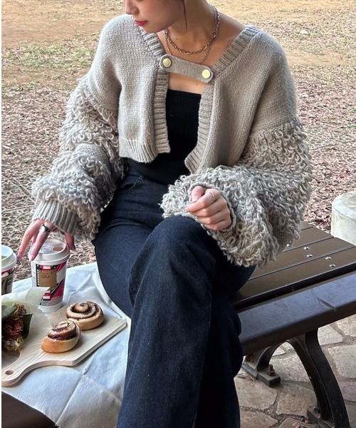 美品♡IENA CURRENTAGE レーシーポロ Ambre Neige（アンブルネージュ）の「belt design loop cardigan