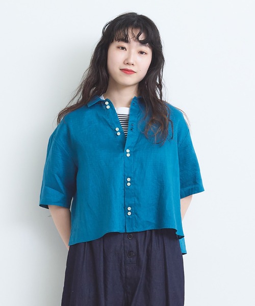 bulle de savon（ビュルデサボン）の「△60sフレンチリネン boy shirt（シャツ/ブラウス・レディース・グリーン/ホワイト/ブラック/イエロー/ブルー/その他/その他1/レッド・FREE）」の5枚目の写真