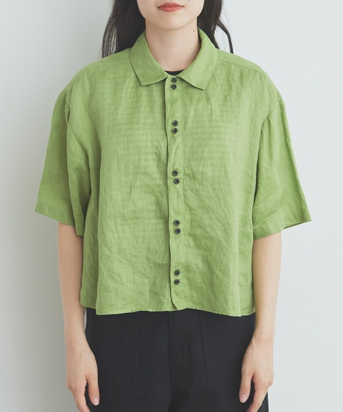 bulle de savon（ビュルデサボン）の「△60sフレンチリネン boy shirt（シャツ/ブラウス・レディース・グリーン/ホワイト/ブラック/イエロー/ブルー/その他/その他1/レッド・FREE）」の9枚目の写真