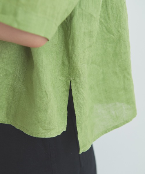 bulle de savon（ビュルデサボン）の「△60sフレンチリネン boy shirt（シャツ/ブラウス・レディース・グリーン/ホワイト/ブラック/イエロー/ブルー/その他/その他1/レッド・FREE）」の15枚目の写真