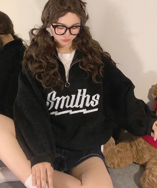 Miniministore（ミニミニストア）の「ボアトレーナー フロントジップ 韓国風 フリース（スウェット・レディース・アイボリー/ブルー/ブラック/モカ・フリー）」の16枚目の写真