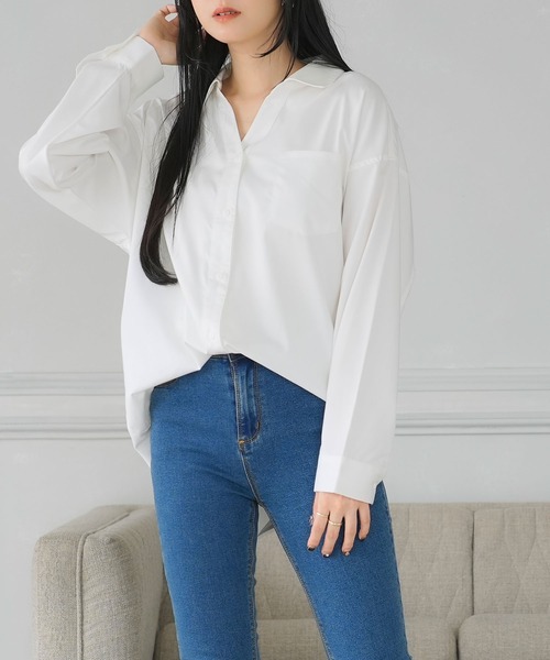 Newlyme(ニューリーミー)の「イージーケアスキッパーブラウス(シャツ/ブラウス・レディース・ホワイト/ブルー/ブラック・LARGE/XX-LARGE/MEDIUM/X-LARGE)」の11枚目の写真