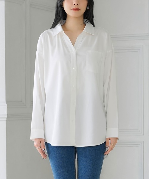 Newlyme(ニューリーミー)の「イージーケアスキッパーブラウス(シャツ/ブラウス・レディース・ホワイト/ブルー/ブラック・LARGE/XX-LARGE/MEDIUM/X-LARGE)」の19枚目の写真