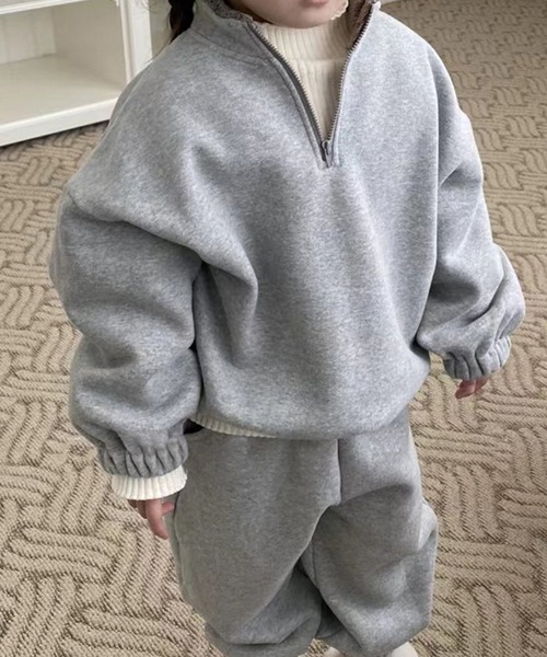 aimoha（アイモハ）の「【aimoha-KIDS-】子供服　カジュアル裏起毛スウェット上下セット (AW)（セットアップ・キッズ・ベージュ/グレー・110/120/130/140/100/90/80）」の4枚目の写真