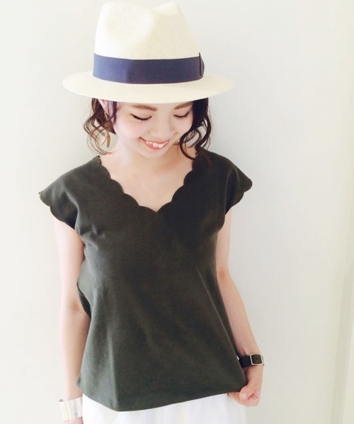 Kastane（カスタネ）の「【Kastane】スカラップタンク（タンクトップ・レディース・オフホワイト/カーキ/ブラック・FREE）」の3枚目の写真