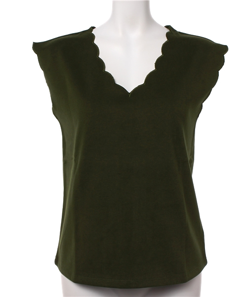 Kastane（カスタネ）の「【Kastane】スカラップタンク（タンクトップ・レディース・オフホワイト/カーキ/ブラック・FREE）」の6枚目の写真