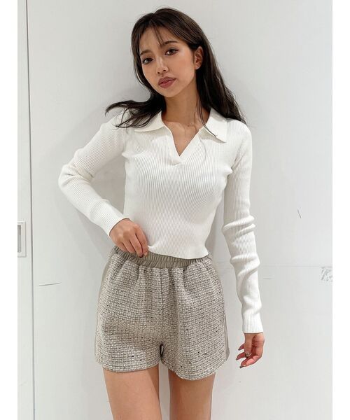 GYDA（ジェイダ）の「サイドラインツイードショートパンツ（その他パンツ・レディース・オフホワイト/ベージュ/ブラック・FREE）」の14枚目の写真