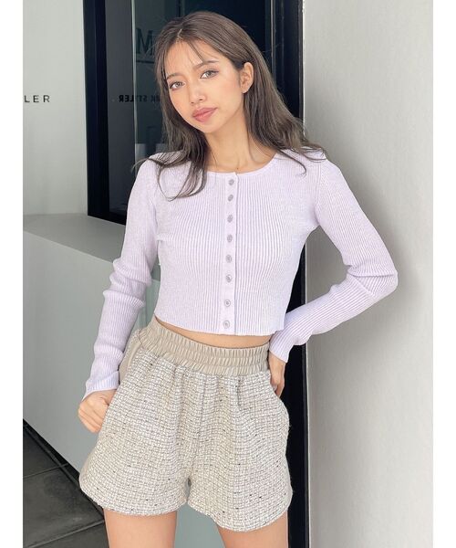 GYDA（ジェイダ）の「サイドラインツイードショートパンツ（その他パンツ・レディース・オフホワイト/ベージュ/ブラック・FREE）」の11枚目の写真