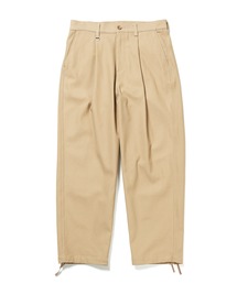 HIGH TWISTED WASHER COTTON SERGE 1TUCK WIDE TAPERED PANTS