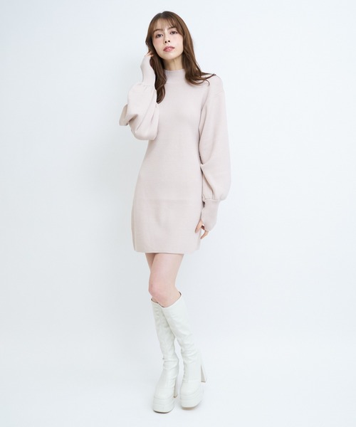 ROYAL PARTY（ロイヤルパーティー）の「ウォッシャブルハイネック長袖ニットミニワンピース（ワンピース・レディース・ブルー/パープル/ブラック/ベージュ/マルチ・FREE）」の19枚目の写真