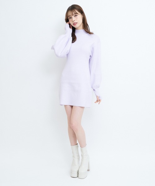 ROYAL PARTY（ロイヤルパーティー）の「ウォッシャブルハイネック長袖ニットミニワンピース（ワンピース・レディース・ブルー/パープル/ブラック/ベージュ/マルチ・FREE）」の22枚目の写真