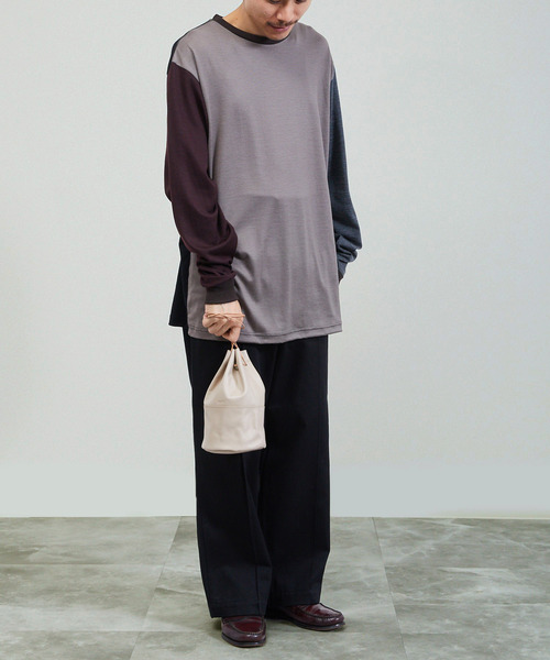 牛革　巾着 And A アンドエー / FINE LEATHER DRAWSTRING BAG【S】牛革巾