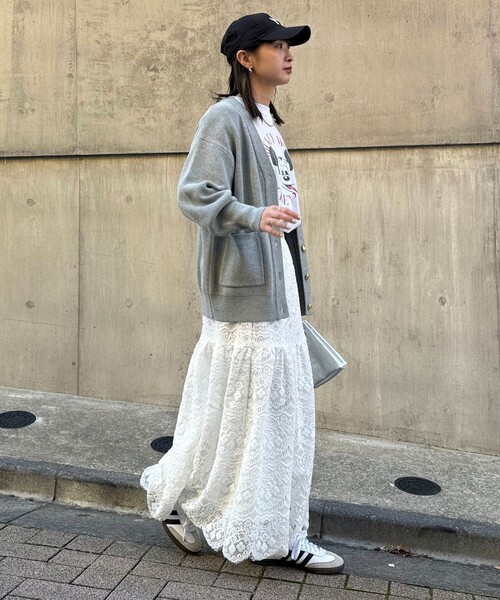 fredy emue（フレディエミュ）の「FR刺繍ミディ片畦カーディガン（カーディガン/ボレロ・レディース・ライトグリーン/ピンク/グレー/ライトベージュ・38）」の20枚目の写真