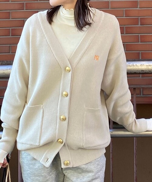 fredy emue（フレディエミュ）の「FR刺繍ミディ片畦カーディガン（カーディガン/ボレロ・レディース・ライトグリーン/ピンク/グレー/ライトベージュ・38）」の6枚目の写真