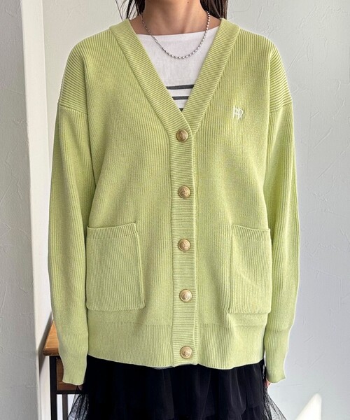 fredy emue（フレディエミュ）の「FR刺繍ミディ片畦カーディガン（カーディガン/ボレロ・レディース・ライトグリーン/ピンク/グレー/ライトベージュ・38）」の10枚目の写真