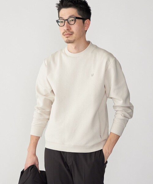 SHIPS（シップス）の「【WEB限定】SHIPS: テレワーク ビズ ワンポイントロゴ ハイゲージ ダブルニット スウェット（スウェット・メンズ・ブラック/グレー/ベージュ/ナチュラル・SMALL/MEDIUM/LARGE/X-LARGE）」の3枚目の写真