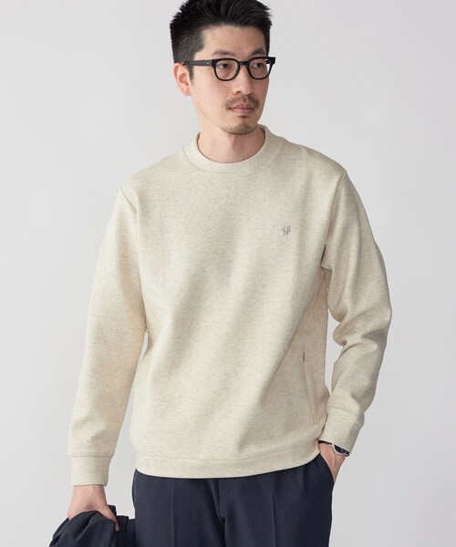 SHIPS（シップス）の「【WEB限定】SHIPS: テレワーク ビズ ワンポイントロゴ ハイゲージ ダブルニット スウェット（スウェット・メンズ・ブラック/グレー/ベージュ/ナチュラル・SMALL/MEDIUM/LARGE/X-LARGE）」の4枚目の写真