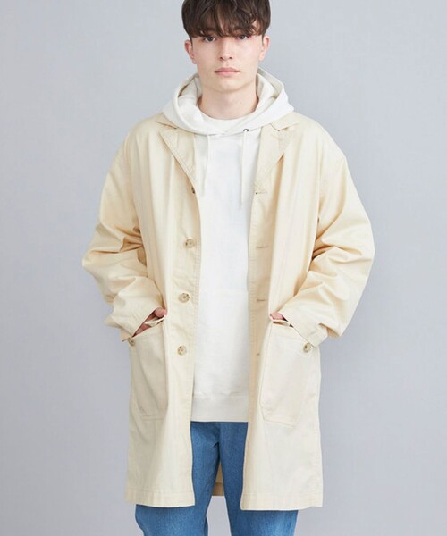 coen（コーエン）の「ショップコート（ステンカラーコート・メンズ・ダークグレー/コバルトブルー/ネイビー/オフホワイト・S/M/L）」の2枚目の写真