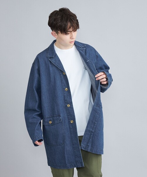 coen（コーエン）の「ショップコート（ステンカラーコート・メンズ・ダークグレー/コバルトブルー/ネイビー/オフホワイト・S/M/L）」の5枚目の写真