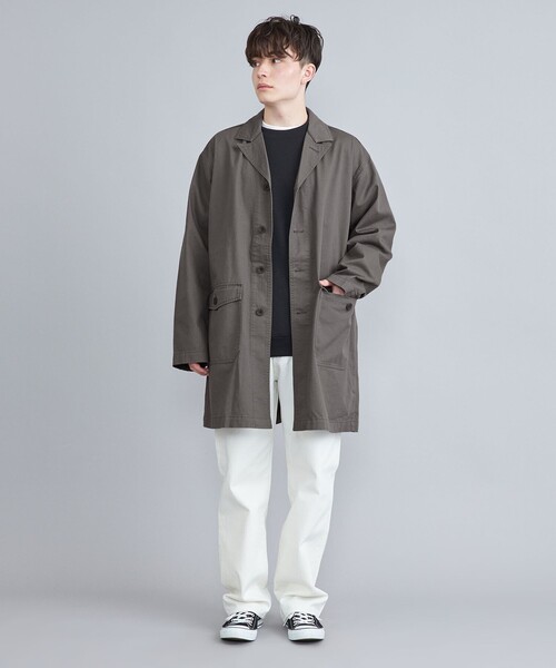 coen（コーエン）の「ショップコート（ステンカラーコート・メンズ・ダークグレー/コバルトブルー/ネイビー/オフホワイト・S/M/L）」の11枚目の写真