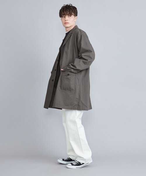 coen（コーエン）の「ショップコート（ステンカラーコート・メンズ・ダークグレー/コバルトブルー/ネイビー/オフホワイト・S/M/L）」の13枚目の写真