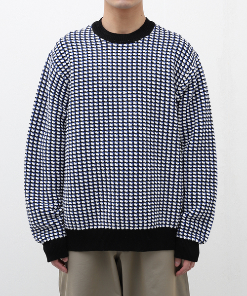 EDIFICE（エディフィス）の「Menta ツイード プルオーバー（ニット/セーター・メンズ・イエロー/ブルー/ブラック・LARGE/MEDIUM）」の2枚目の写真