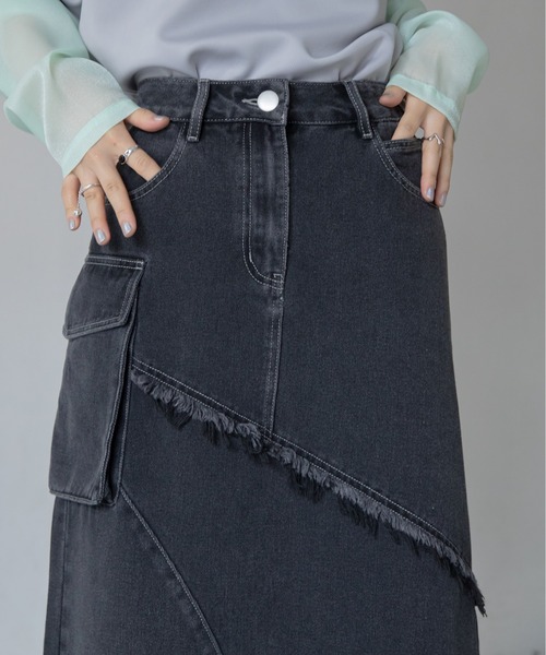 バイカラーデニムスカート（デニムスカート）｜VACANCY