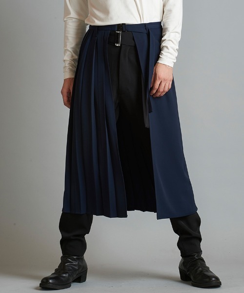 NO ID.(ノーアイディ)の「mp12055- プリーツラップスカート(スカート・メンズ・ブラック/グレー/ネイビー・ONE SIZE)」の15枚目の写真