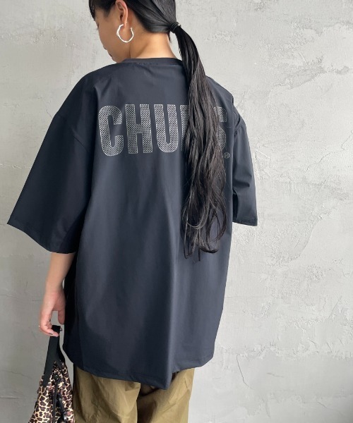 CHUMS（チャムス）の「【WEB限定】[CHUMS/チャムス] エアトレイル ストレッチ バックロゴ ショートスリーブTシャツ（Tシャツ/カットソー・レディース・ブラック/ネイビー/ベージュ・XL/M/L）」の2枚目の写真