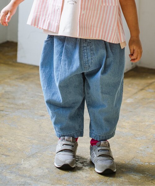 p.premier（ピードットプルミエ）の「イロチ買いしたい総柄ツイルゆったりパンツ（その他パンツ・キッズ・ブラック/ブラウン/グリーン/ピンク/チェック/インディゴブルー/ストライプ・80/90/100/110/120/130/140）」の4枚目の写真