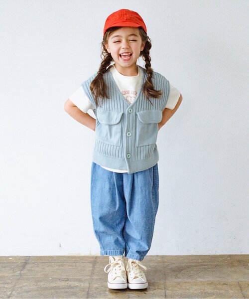 p.premier（ピードットプルミエ）の「イロチ買いしたい総柄ツイルゆったりパンツ（その他パンツ・キッズ・ブラック/ブラウン/グリーン/ピンク/チェック/インディゴブルー/ストライプ・80/90/100/110/120/130/140）」の8枚目の写真