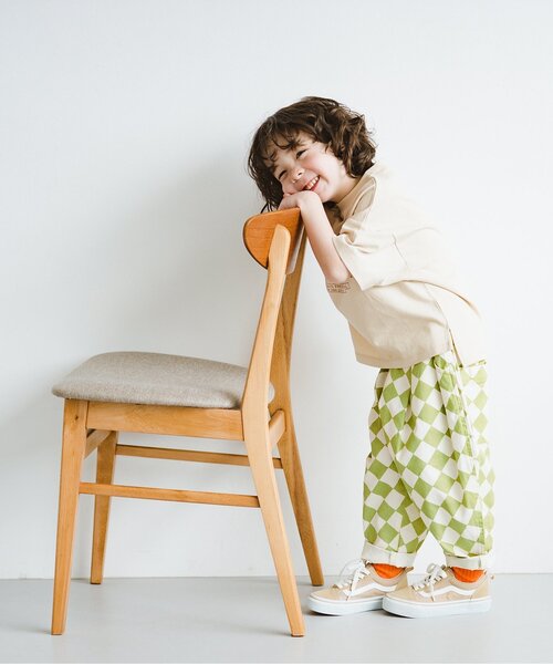p.premier（ピードットプルミエ）の「イロチ買いしたい総柄ツイルゆったりパンツ（その他パンツ・キッズ・ブラック/ブラウン/グリーン/ピンク/チェック/インディゴブルー/ストライプ・80/90/100/110/120/130/140）」の12枚目の写真