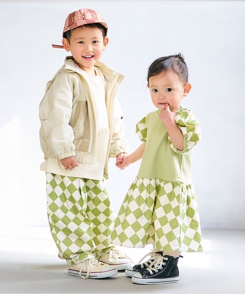 p.premier（ピードットプルミエ）の「イロチ買いしたい総柄ツイルゆったりパンツ（その他パンツ・キッズ・ブラック/ブラウン/グリーン/ピンク/チェック/インディゴブルー/ストライプ・80/90/100/110/120/130/140）」の16枚目の写真