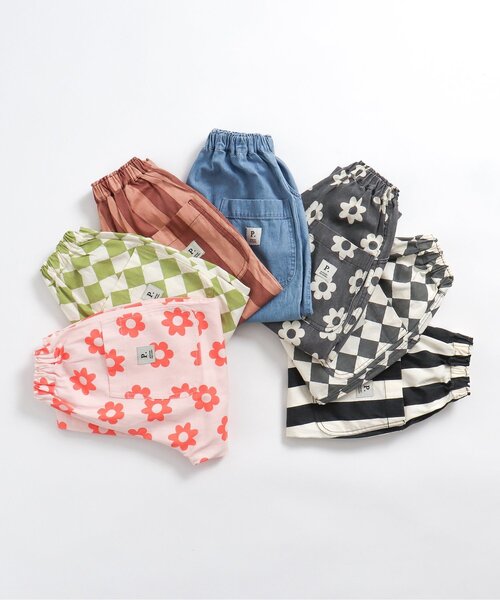 p.premier（ピードットプルミエ）の「イロチ買いしたい総柄ツイルゆったりパンツ（その他パンツ・キッズ・ブラック/ブラウン/グリーン/ピンク/チェック/インディゴブルー/ストライプ・80/90/100/110/120/130/140）」の19枚目の写真