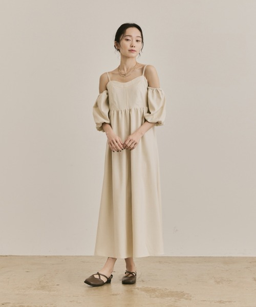 moi tytto 袖取り外しワンピース ナチュラル moi tytto（モイテュット）の「袖取り外しワンピース