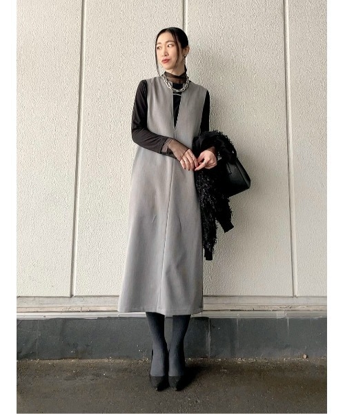 Right-on（ライトオン）の「【Remal】レイヤードワンピース（ワンピース・レディース・グレー/ブラック・フリー）」の3枚目の写真