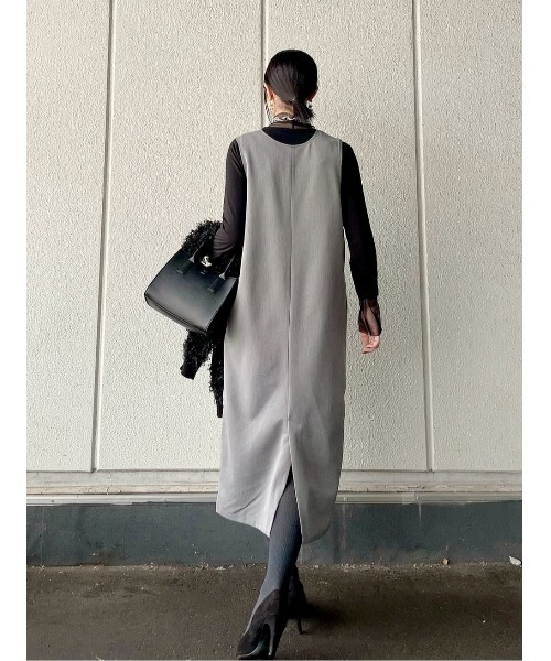 Right-on（ライトオン）の「【Remal】レイヤードワンピース（ワンピース・レディース・グレー/ブラック・フリー）」の4枚目の写真