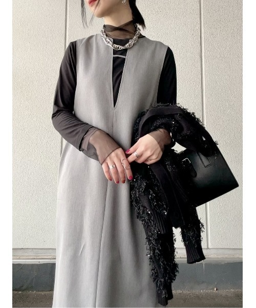 Right-on（ライトオン）の「【Remal】レイヤードワンピース（ワンピース・レディース・グレー/ブラック・フリー）」の5枚目の写真