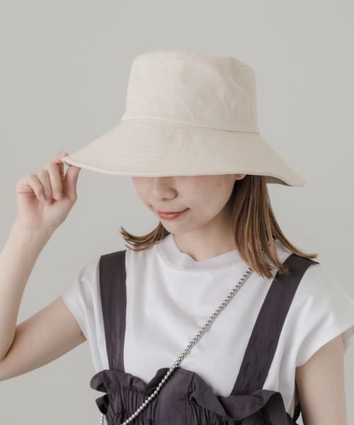 SMELLY（スメリー）の「コットンツイルワイドハット（ハット・レディース・ブラック/アイボリー・-）」の9枚目の写真