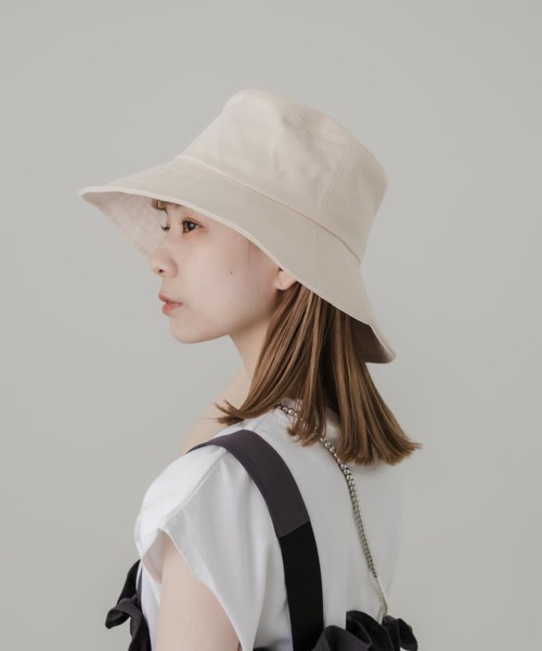SMELLY（スメリー）の「コットンツイルワイドハット（ハット・レディース・ブラック/アイボリー・-）」の10枚目の写真