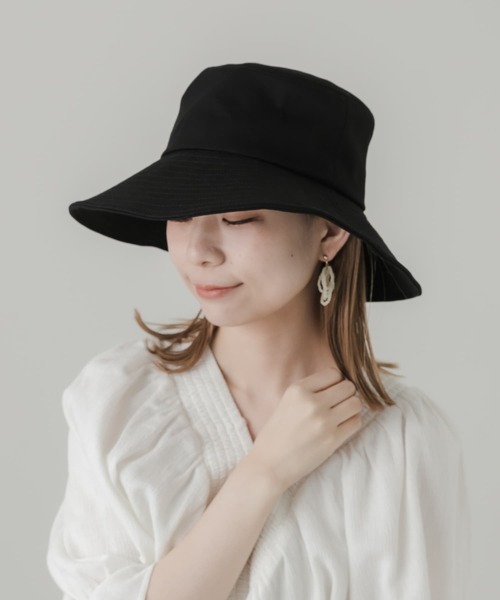 SMELLY（スメリー）の「コットンツイルワイドハット（ハット・レディース・ブラック/アイボリー・-）」の8枚目の写真