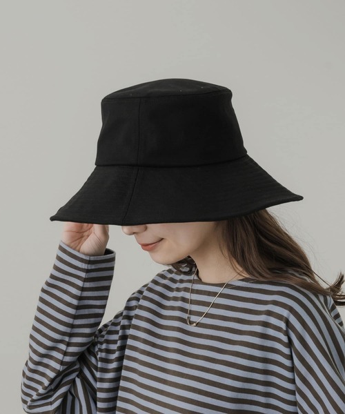 SMELLY（スメリー）の「コットンツイルワイドハット（ハット・レディース・ブラック/アイボリー・-）」の19枚目の写真