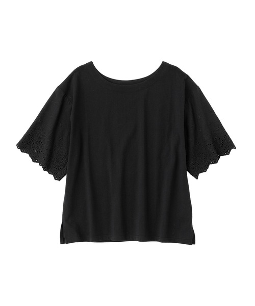 Viola e Viola(ヴィオラエヴィオラ)の「綿100% 袖レース切替Tシャツ(Tシャツ/カットソー・レディース・オレンジ/ホワイト/ブラック・LL/M/L/3L)」の11枚目の写真