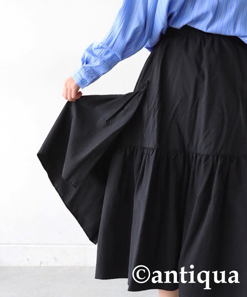 antiqua（アンティカ）の「ギャザースカート（スカート・キッズ・カーキ/ブラック・160/150/140）」の7枚目の写真