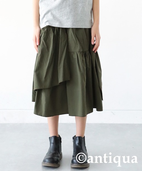 antiqua（アンティカ）の「ギャザースカート（スカート・キッズ・カーキ/ブラック・160/150/140）」の14枚目の写真