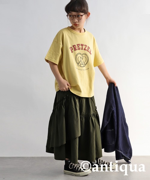 antiqua（アンティカ）の「ギャザースカート（スカート・キッズ・カーキ/ブラック・160/150/140）」の12枚目の写真