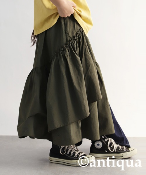 antiqua（アンティカ）の「ギャザースカート（スカート・キッズ・カーキ/ブラック・160/150/140）」の13枚目の写真