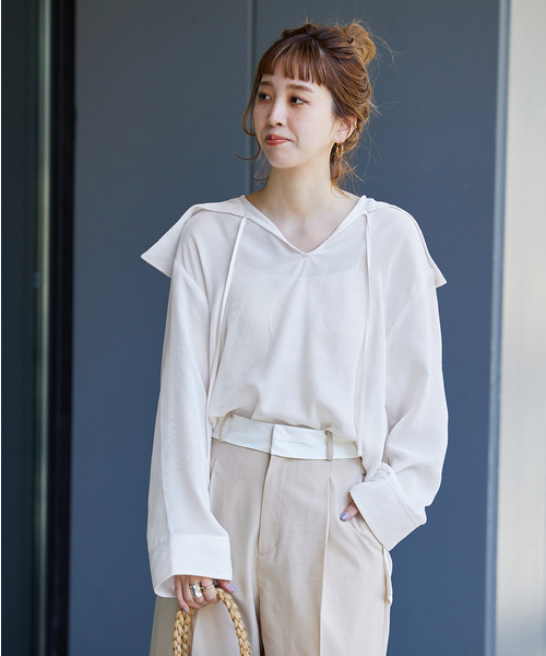 B.C STOCK（ベーセーストック）の「レノメッシュセイラートップス（シャツ/ブラウス・レディース・ブルー系その他/ホワイト・FREE）」の7枚目の写真