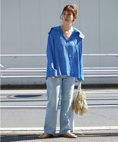 B.C STOCK（ベーセーストック）の「レノメッシュセイラートップス（シャツ/ブラウス・レディース・ブルー系その他/ホワイト・FREE）」の14枚目の写真